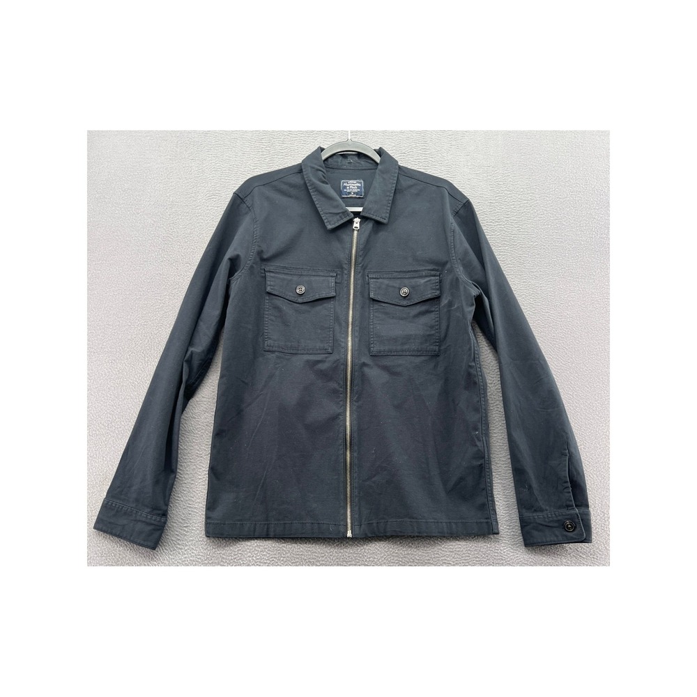 Abercrombie & Fitch Jacket Mens Sz M Black Stretch Full Zip Utility Shirt Field